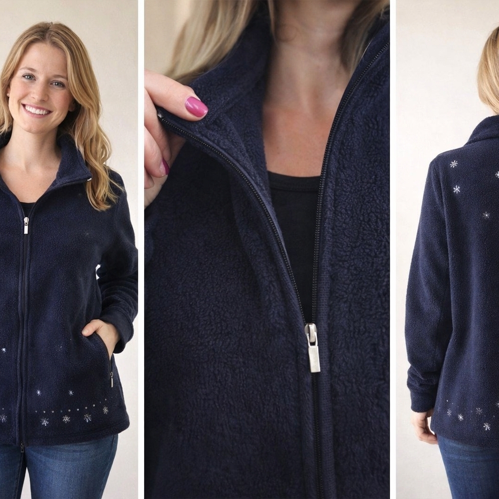 Women's Navy Blue Snowman Cardigan